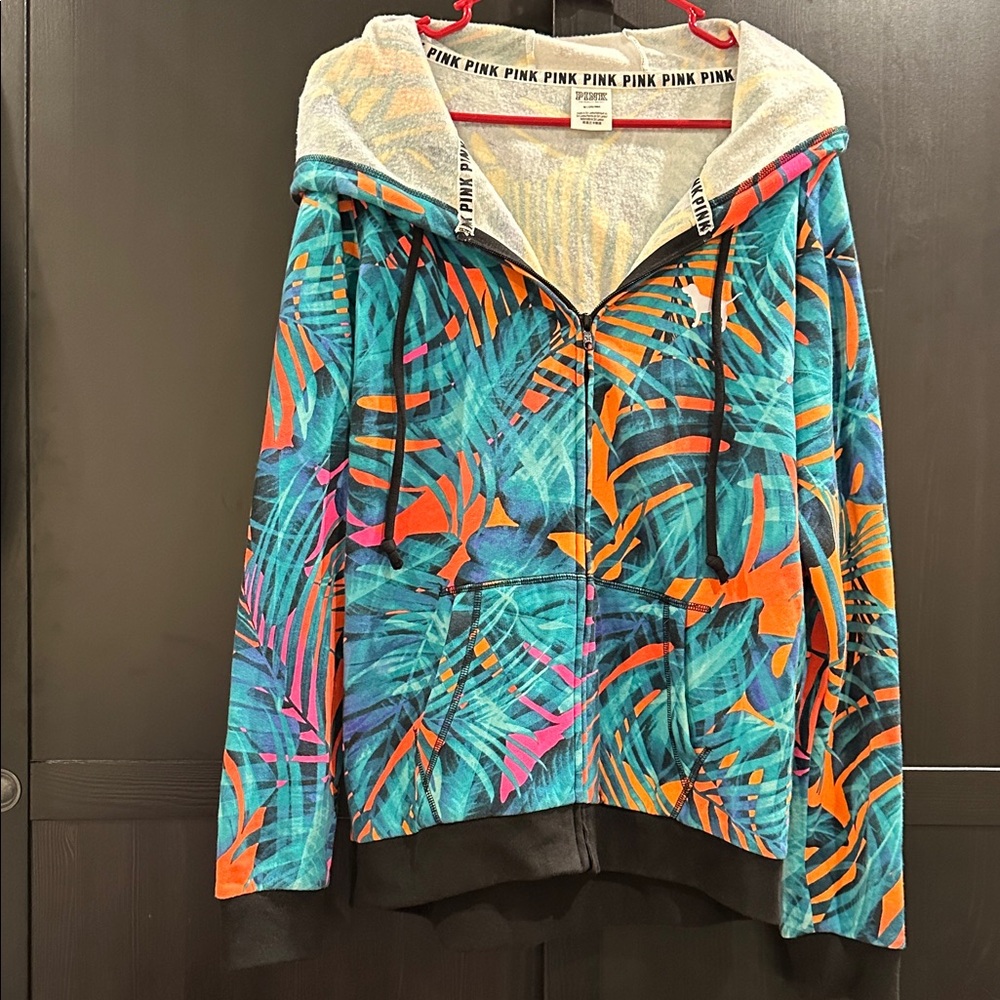 PINK Victoria's Secret Tropical Print Zip-Up Jacket